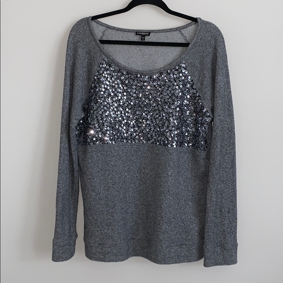 Express Tops - Express Crew Neck Sparkly Sweatshirt